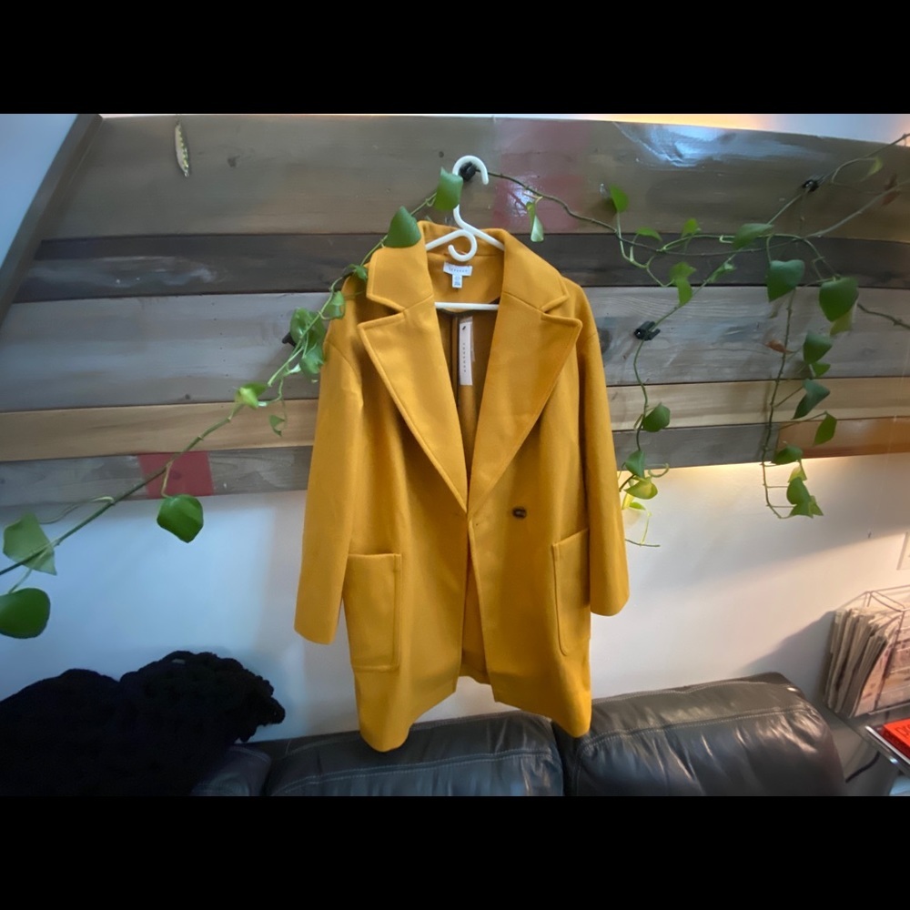 NWT - TOPSHOP Long Yellow Carly Slouch Peacoat (6) - Picture 6 of 16